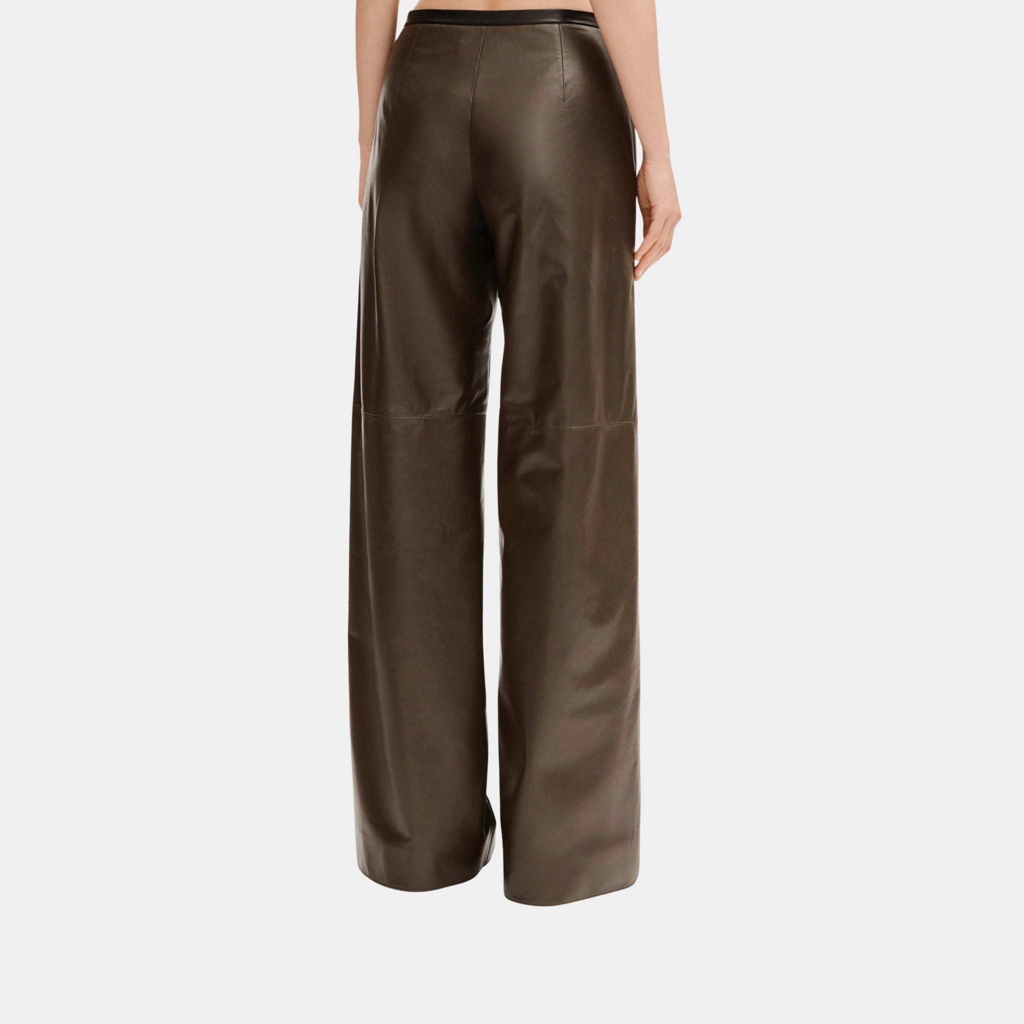 Chanel Trousers in Khaki and Black Lambskin, Khaki, Black, Back