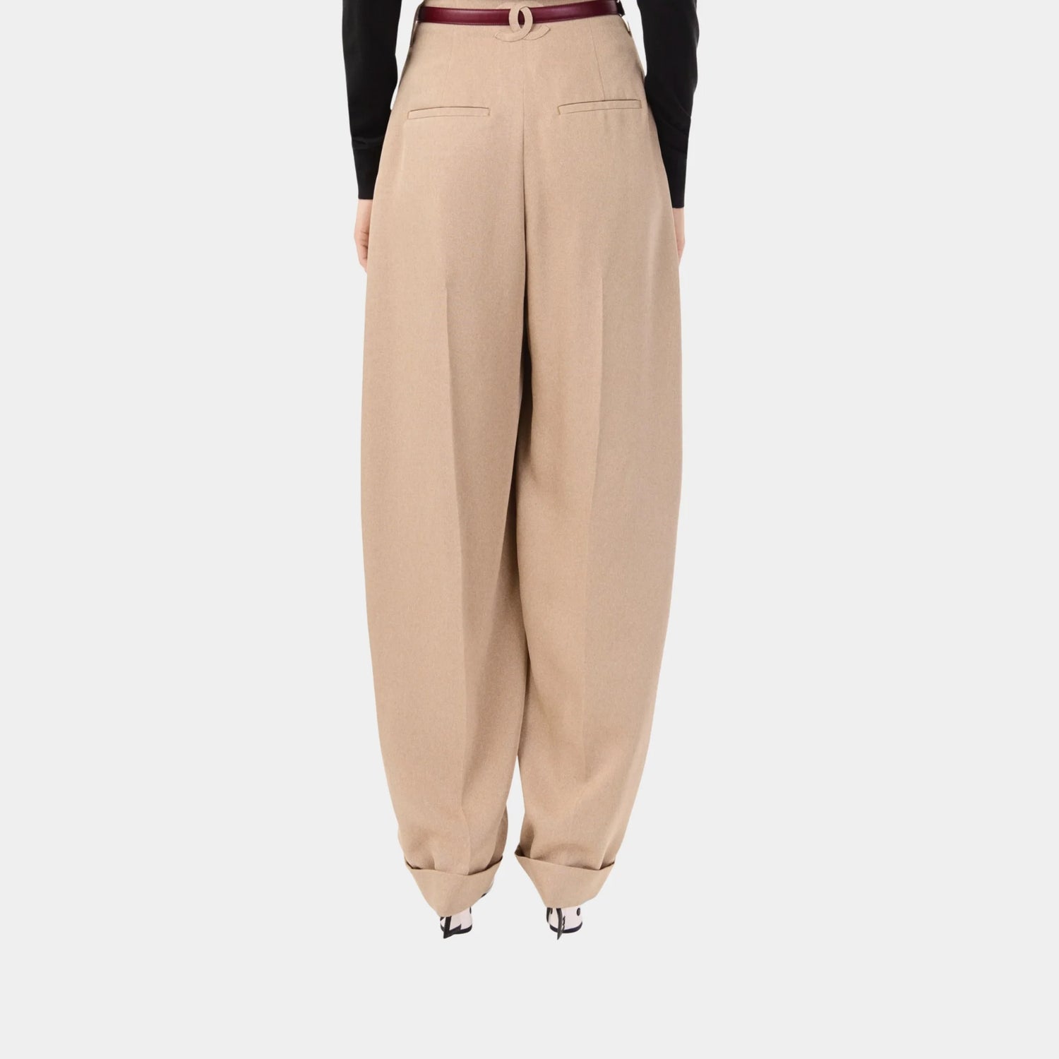 Chanel Trousers in Oatmeal Wool, Back