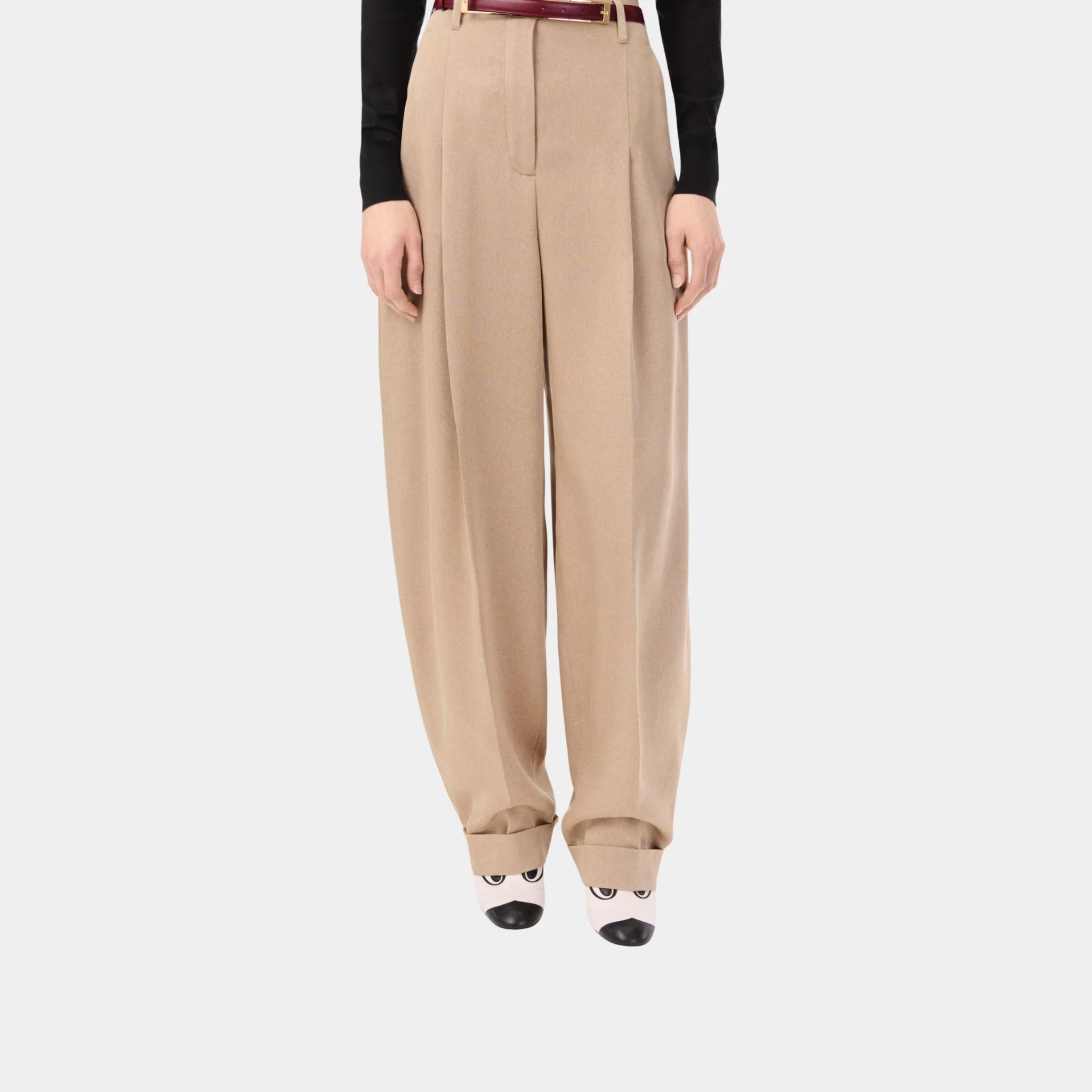 Chanel Trousers in Oatmeal Wool, Front