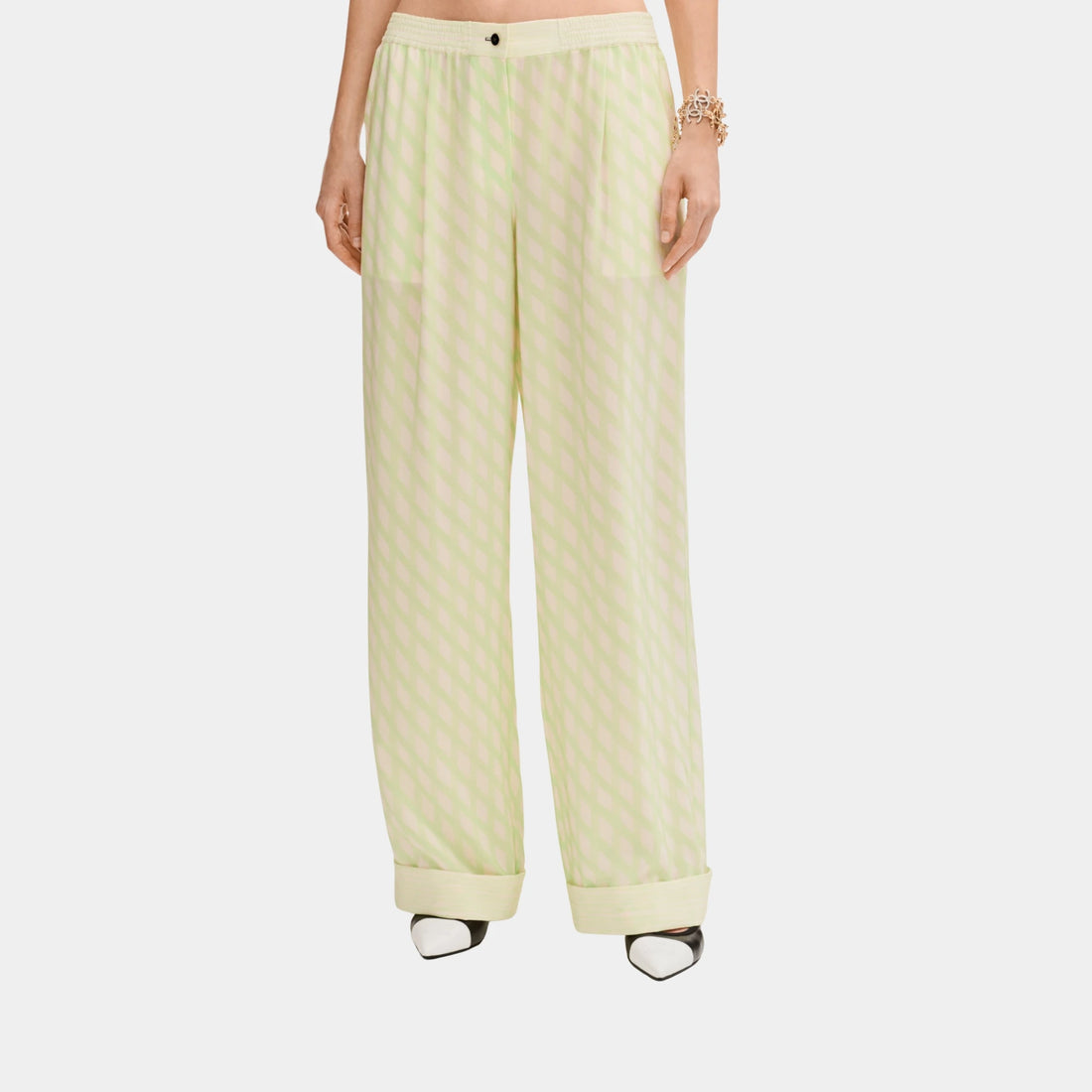 Chanel Trousers in Printed Crepe de Chine, Front
