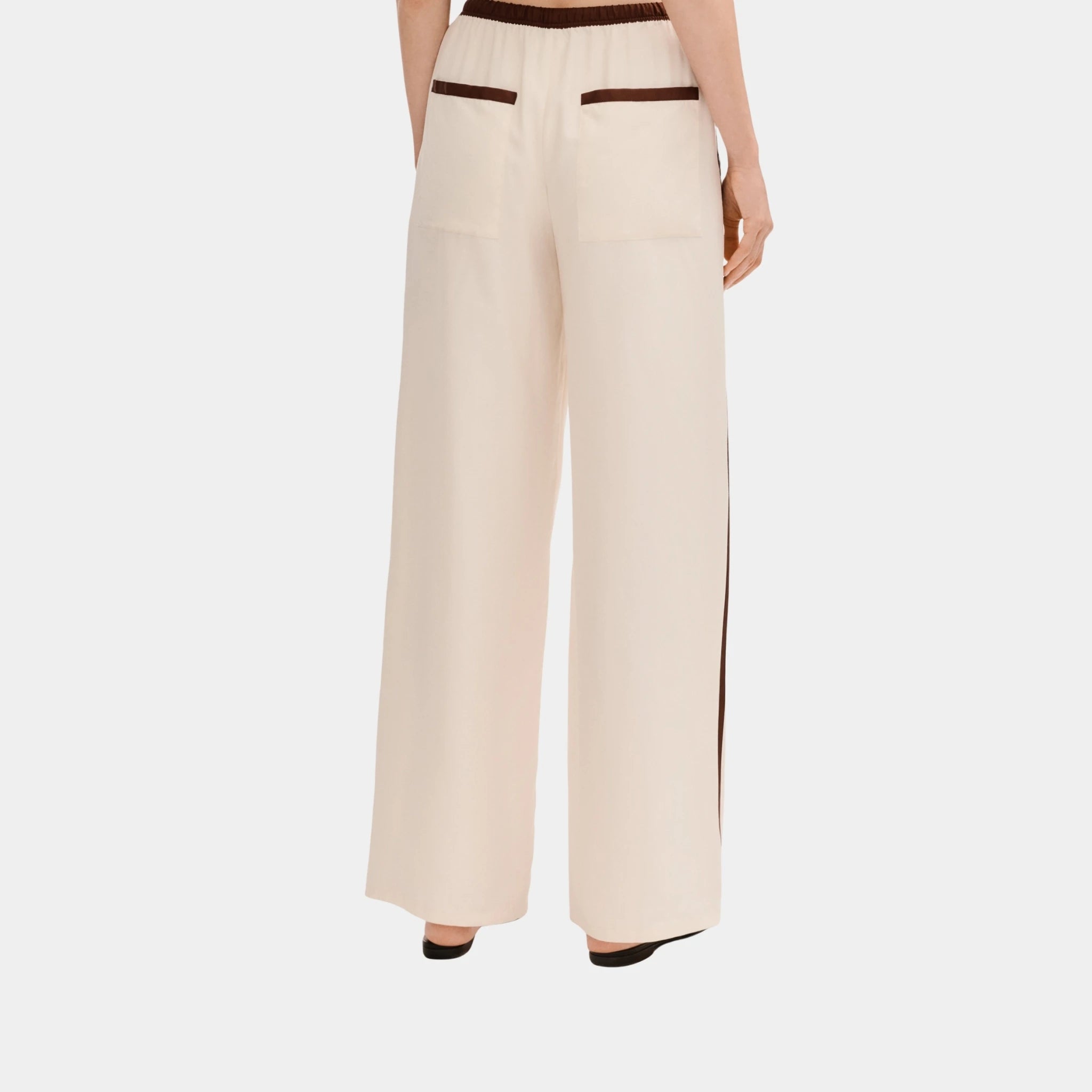 Chanel Trousers in Silk Light Yellow and Burgundy, Back