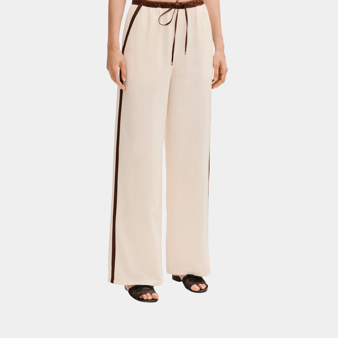 Chanel Trousers in Silk Light Yellow and Burgundy, Front