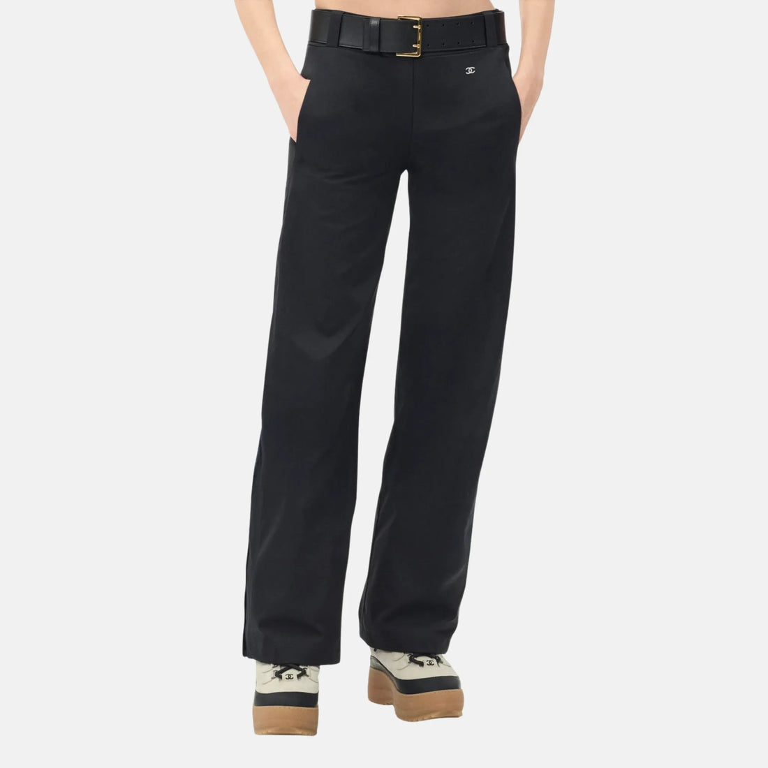 Chanel Trousers Mixed Fibres in Black