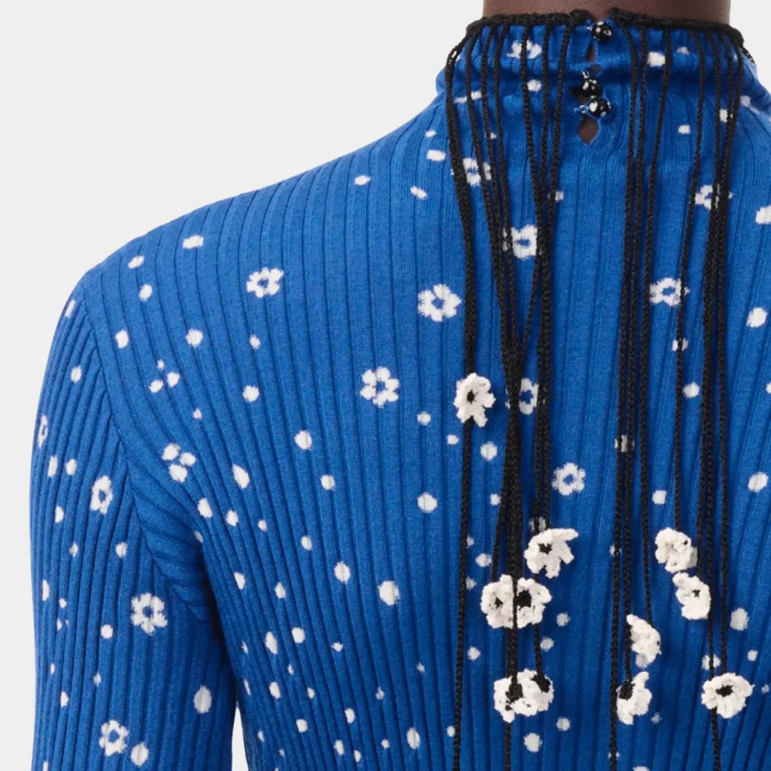 Chanel Turtleneck Cashmere &amp; Silk Cobalt Blue &amp; Silk White