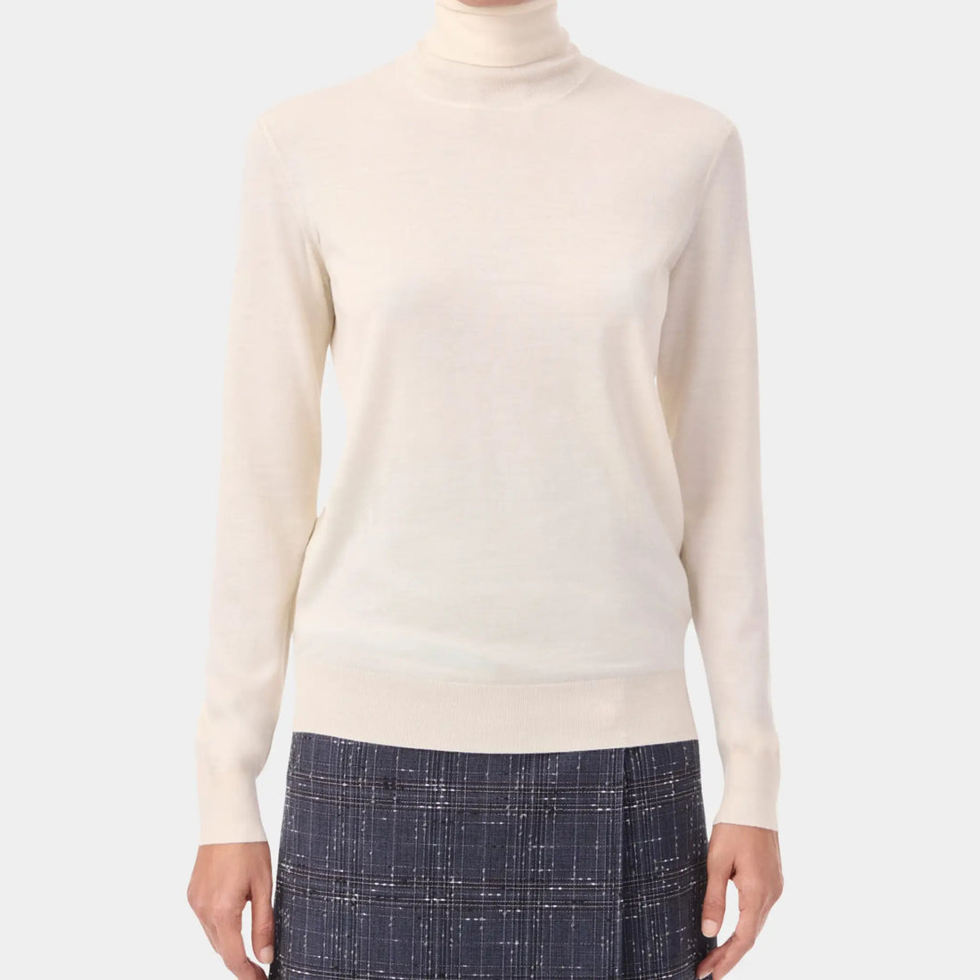 Chanel Turtleneck Pullover Cashmere in White, Front