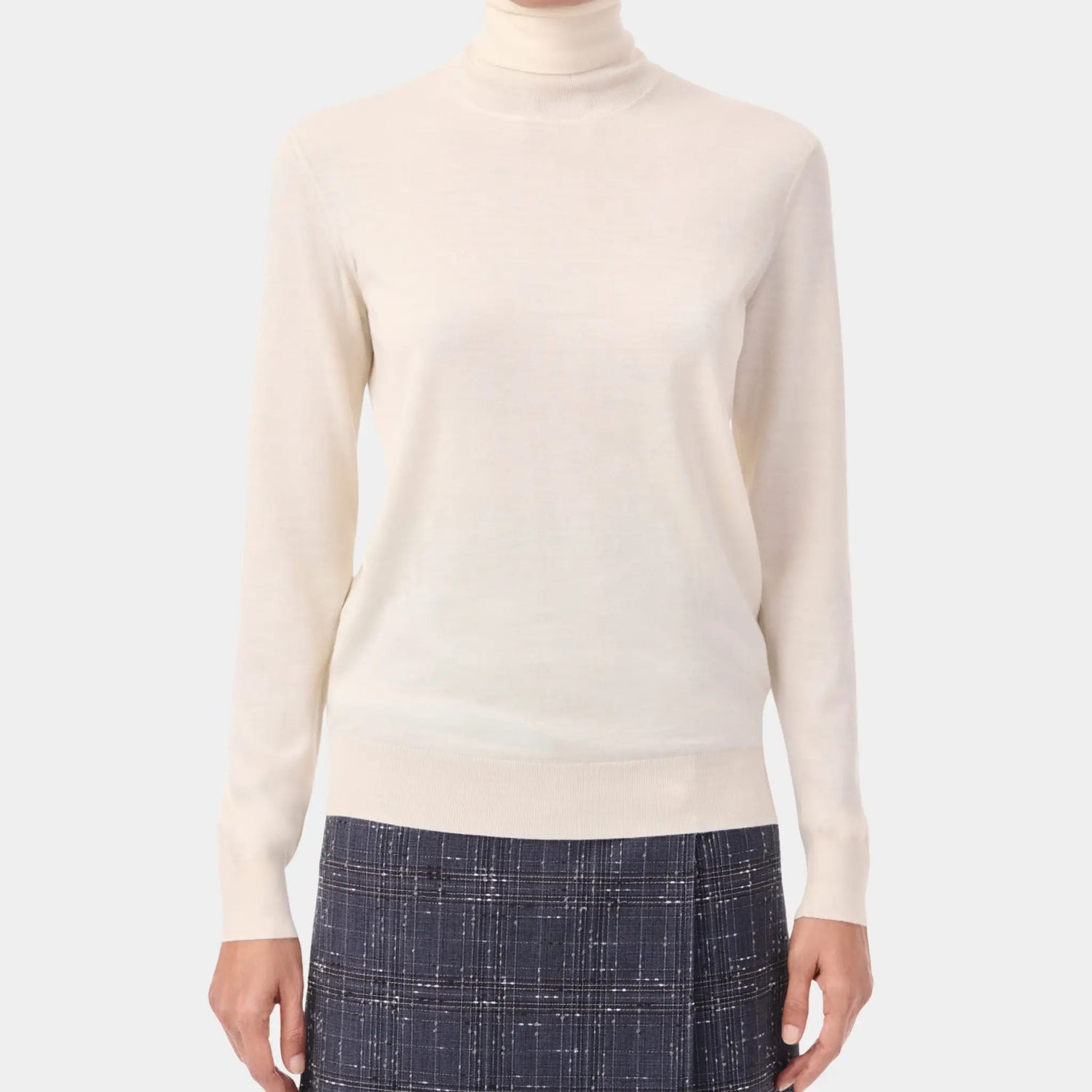 Chanel Turtleneck Pullover Cashmere in White, Front