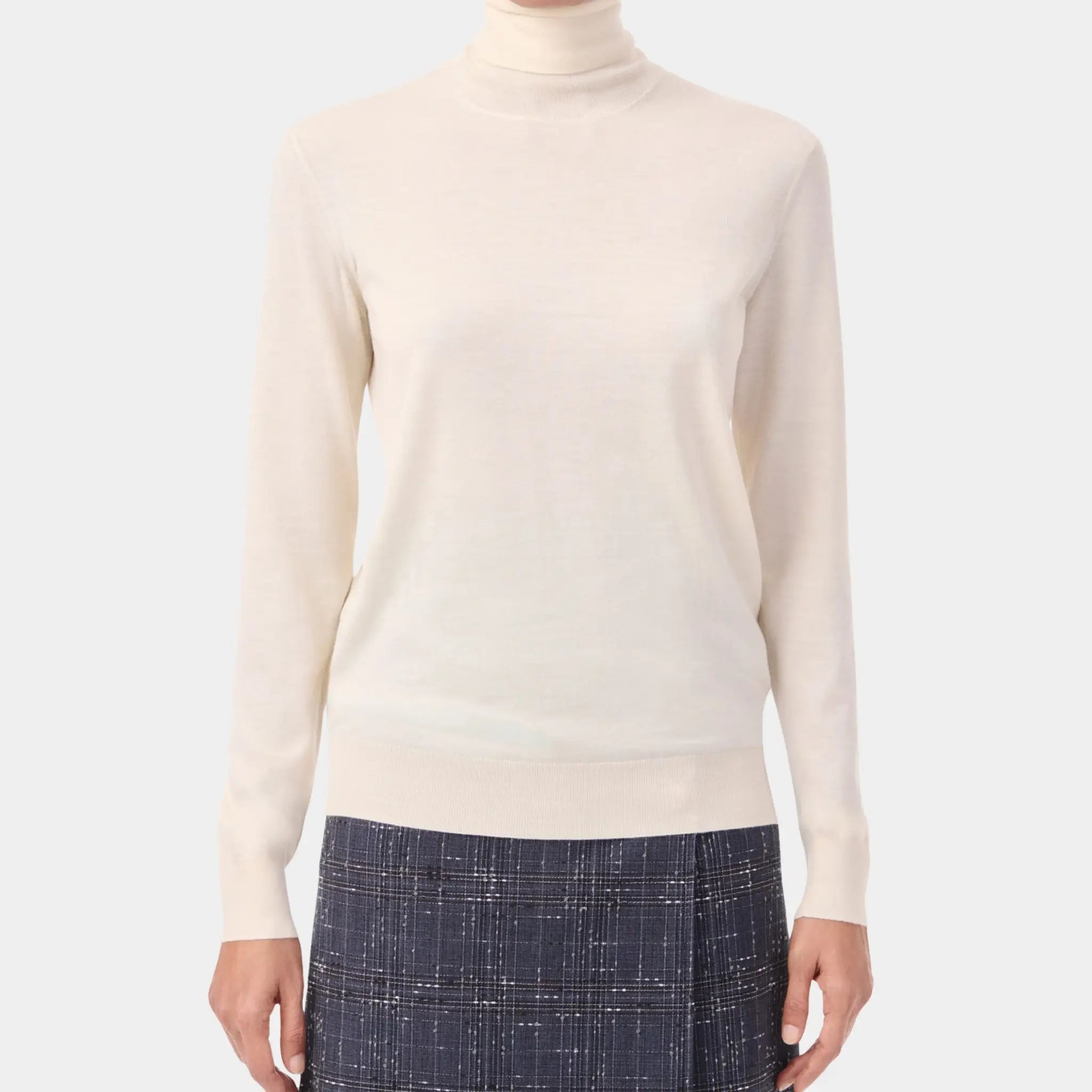 Chanel Turtleneck Pullover Cashmere in White, Front