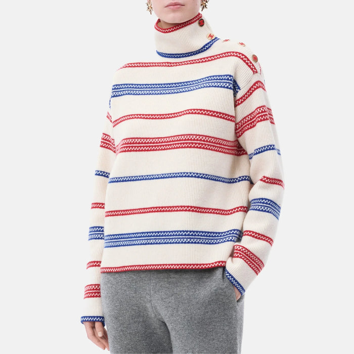 Chanel Turtleneck Wool & Cashmere in White, Blue and Red — Coco Neige 2026