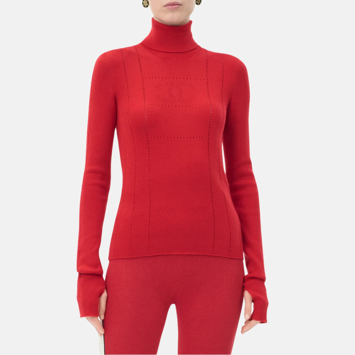 Turtleneck Wool Pullover — Red