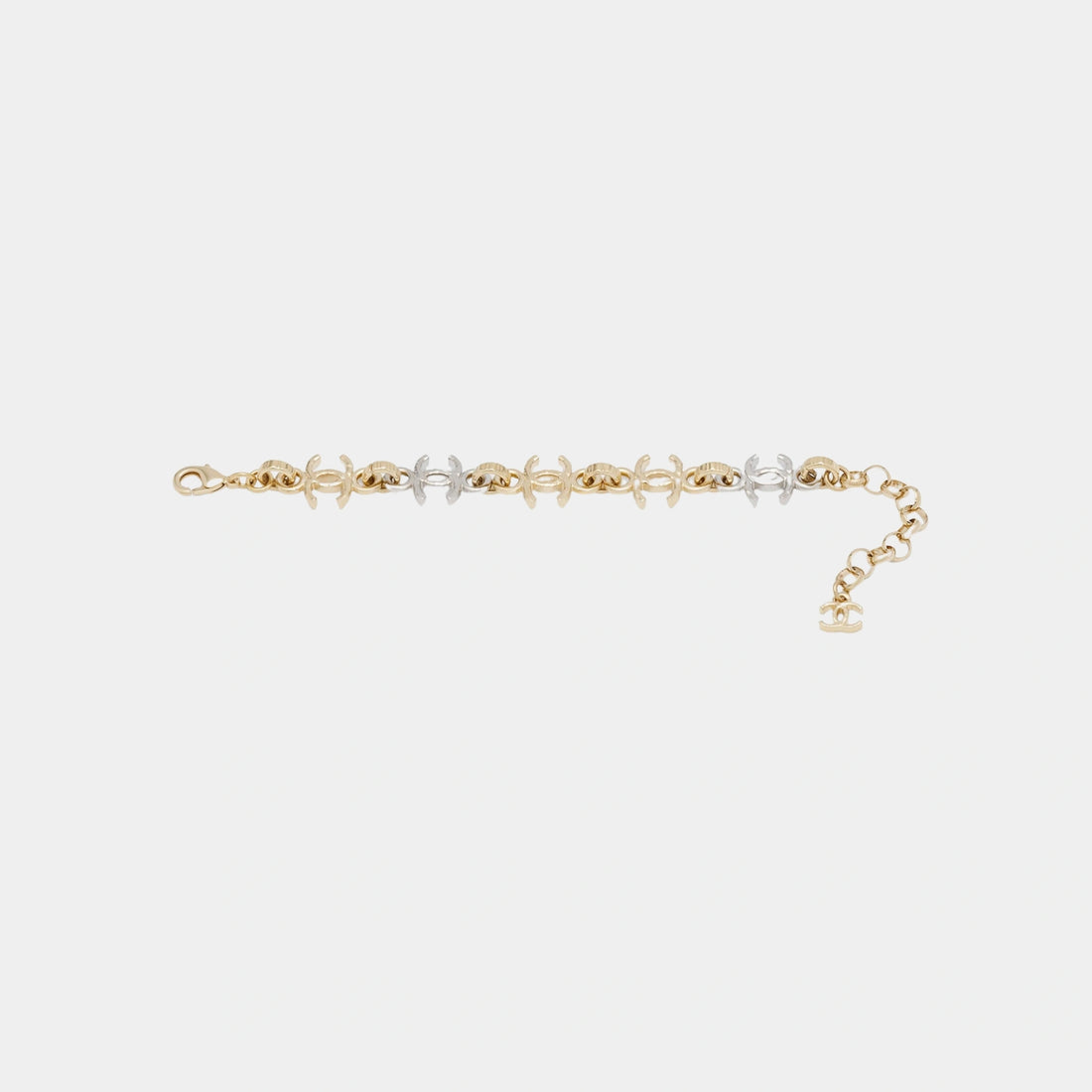 Chanel Two Tone Metal Bracelet in Gold and Silver, Front