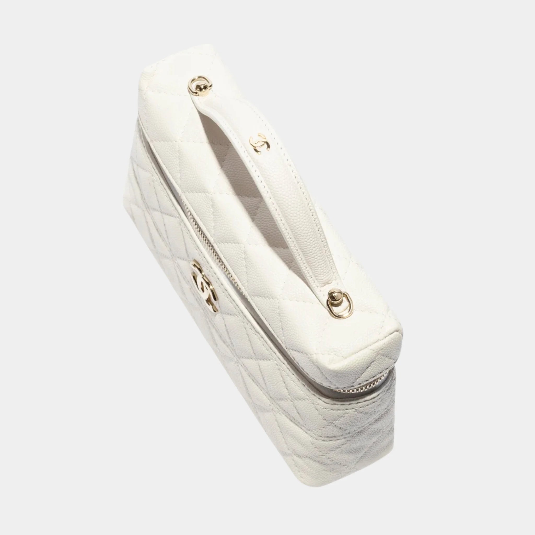 Chanel Vanity Top-handle with Chain Grained Shiny Calfskin, Top