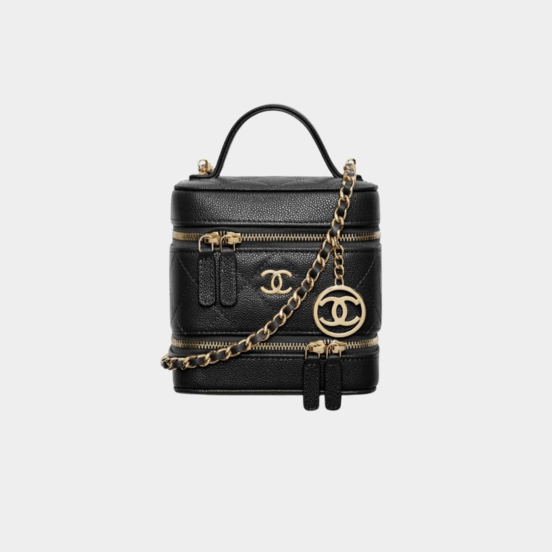 Chanel Vanity with Chain in Grained Calfskin, Black