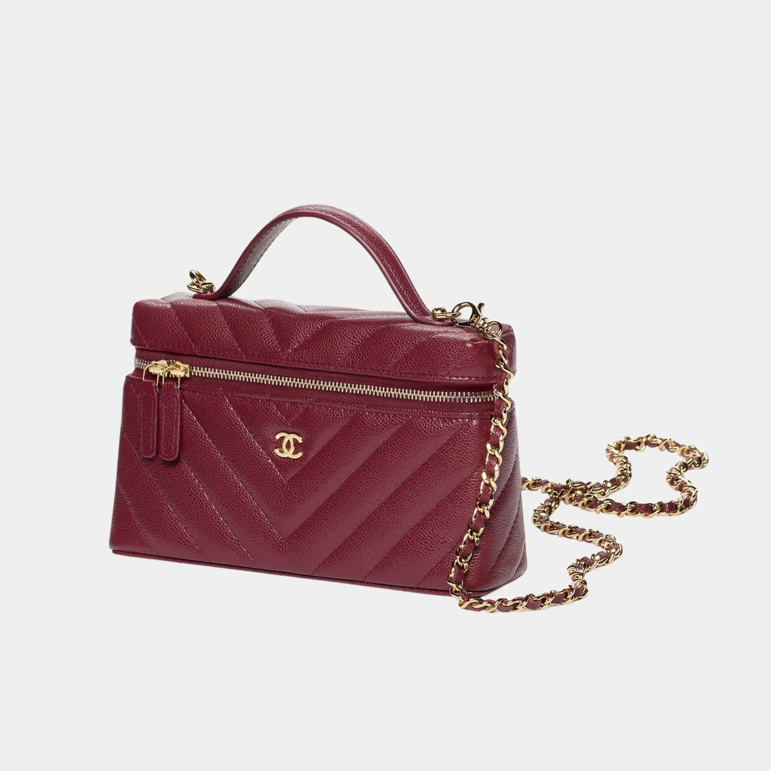 Chanel Vanity with Chain Grained Shiny Calfskin &amp; Gold-Tone Metal, Front