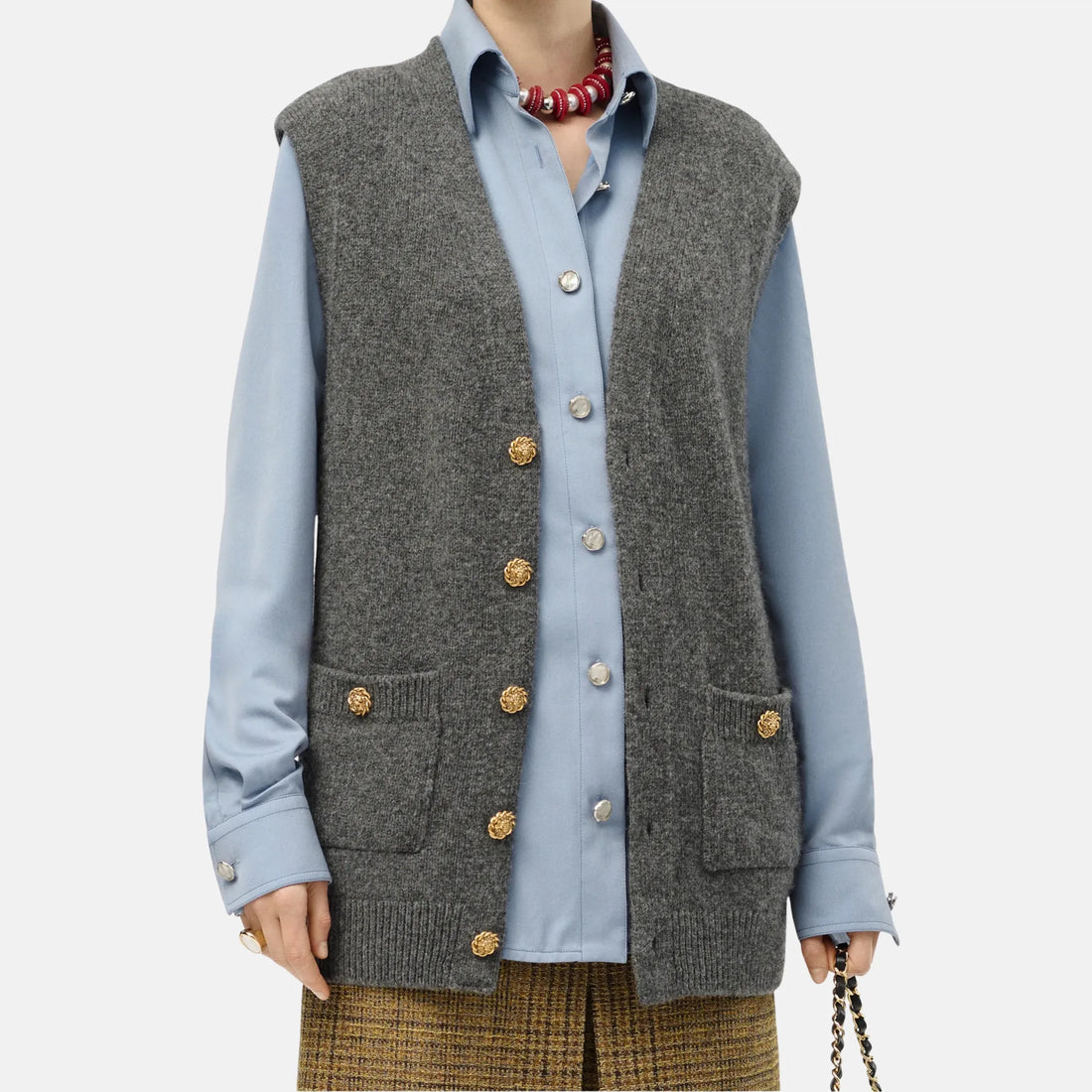 Chanel Vest in Wool Grey