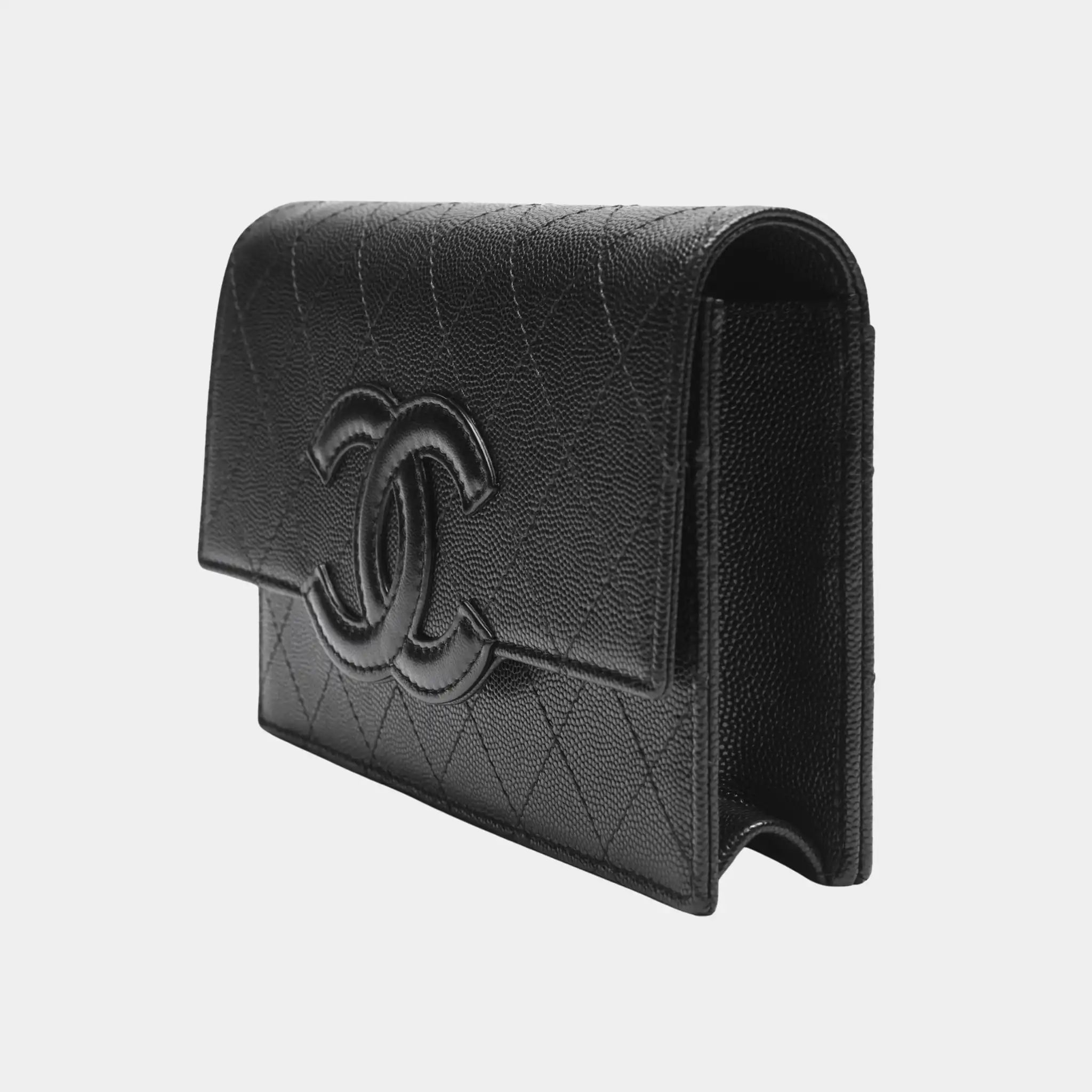 Chanel Wallet on Chain in Black Shiny Grained Calfskin &amp; Lambskin, Back