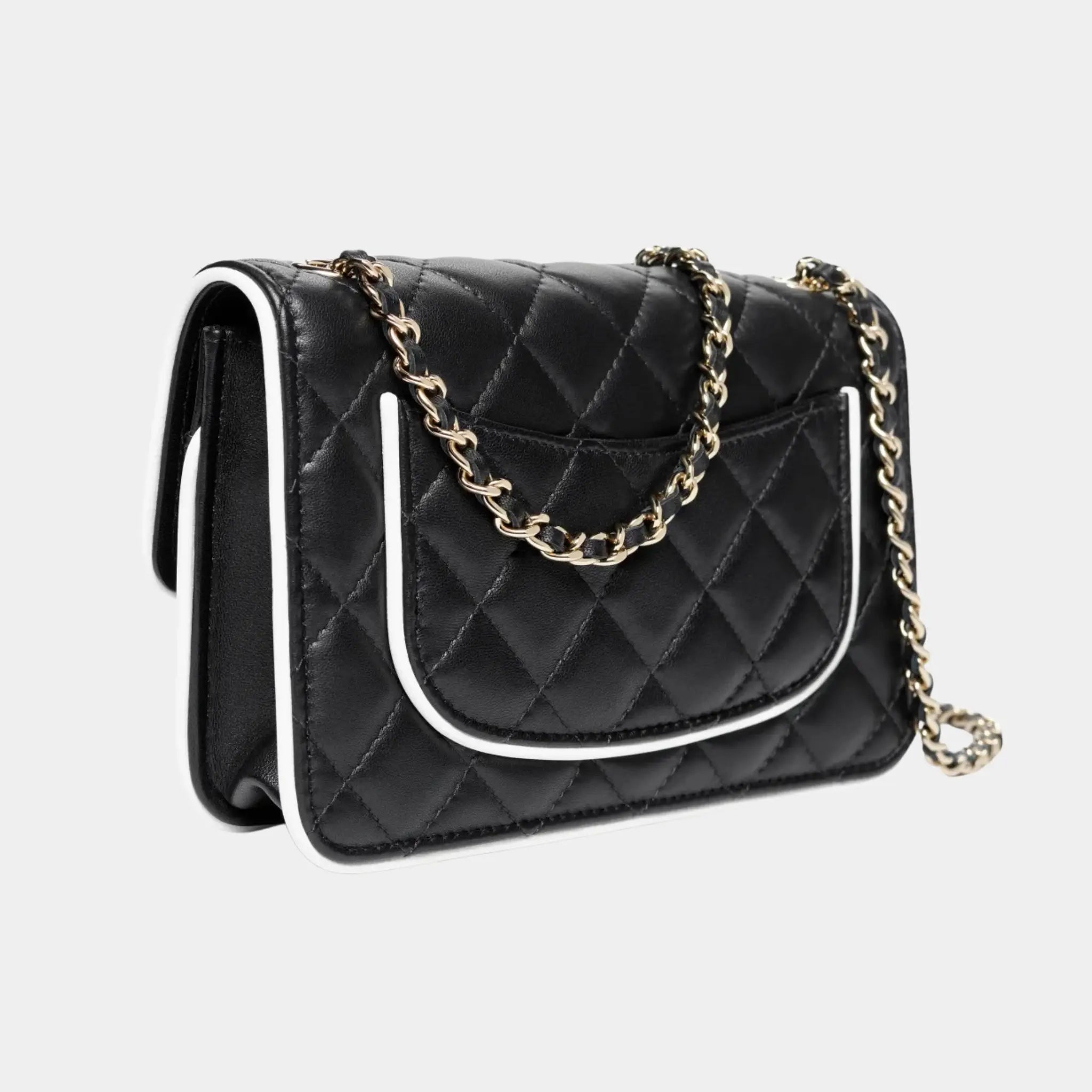 Chanel Wallet On Chain in Lambskin, Black, Back