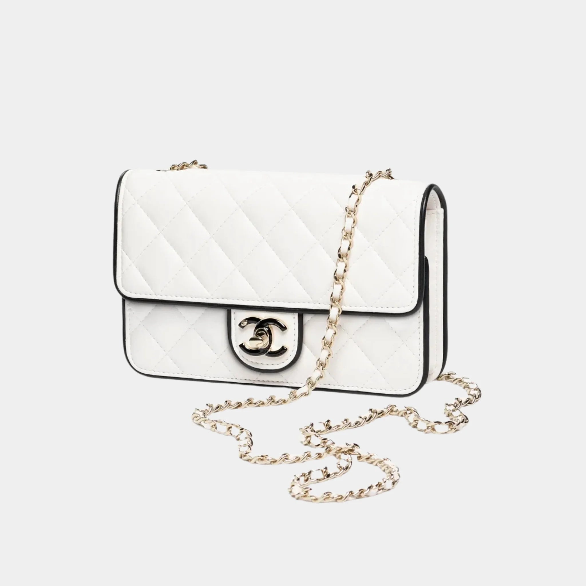 Chanel Wallet On Chain in Lambskin, White, Front