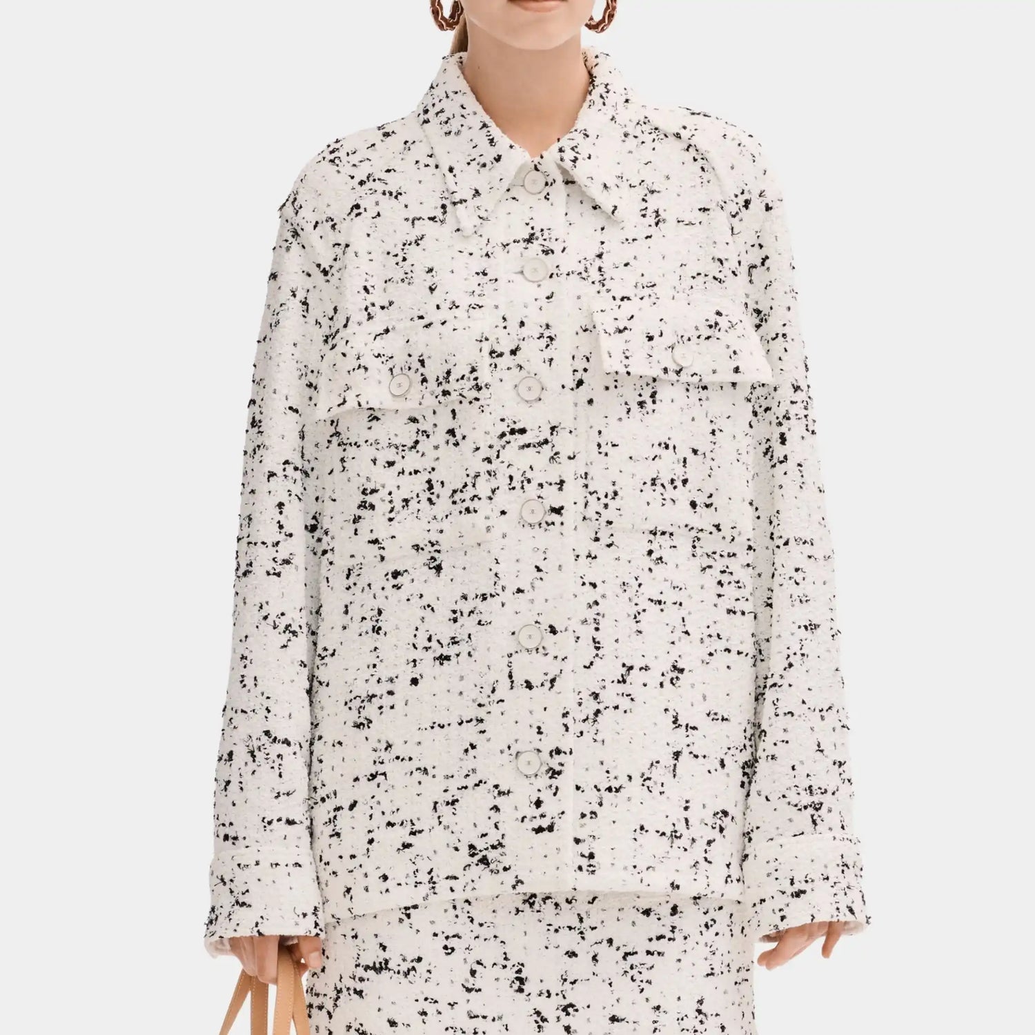 Chanel White and Black Jacket in Tweed, Front