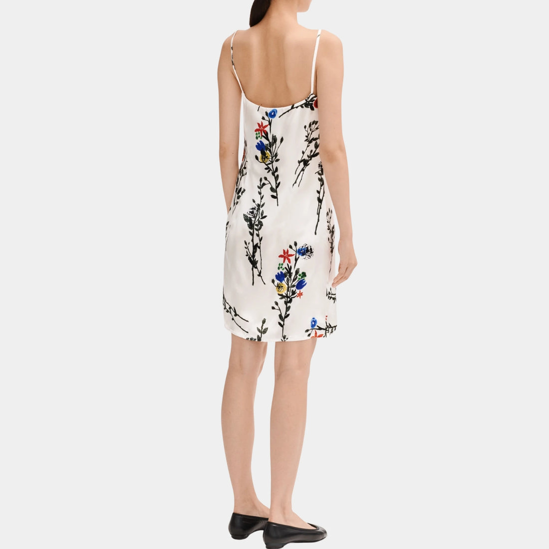Chanel White Dress in Printed Silk Satin, Back