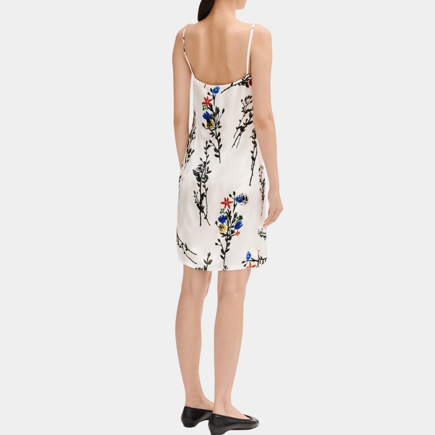 Chanel White Dress in Printed Silk Satin, Back