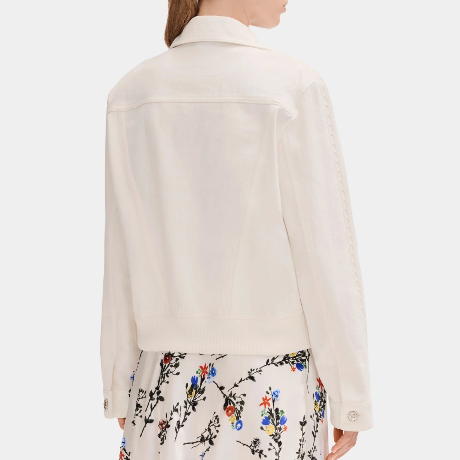 Chanel White Jacket in Embroidered Denim, Back