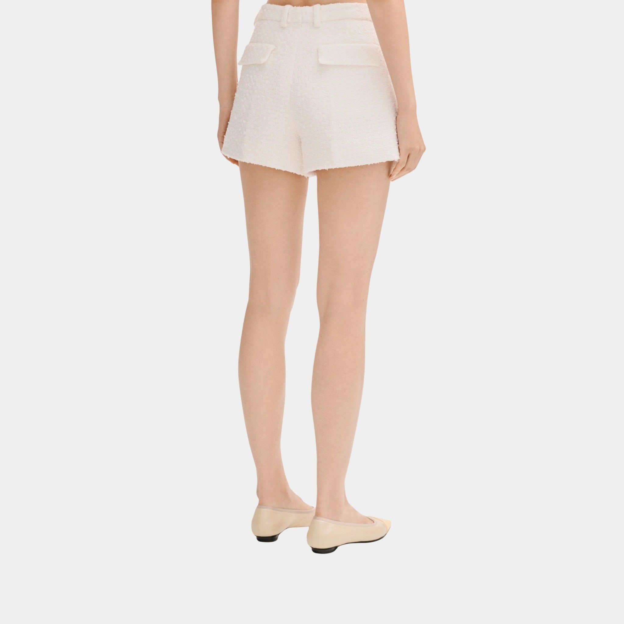 Chanel White Shorts in Tweed, Back