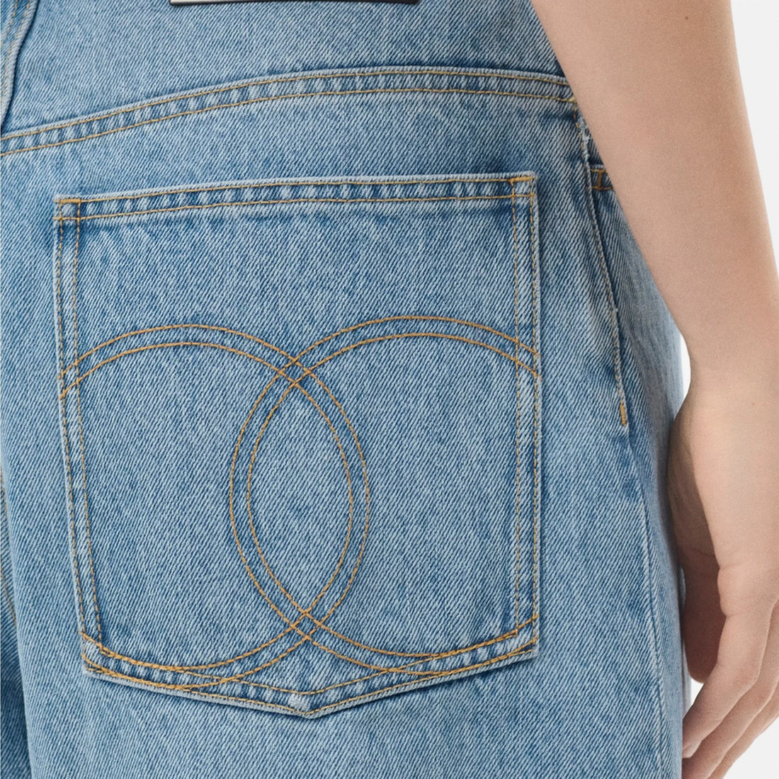 Chanel Wide Leg Jeans Denim in Blue, Coco Neige 2026, close up detail