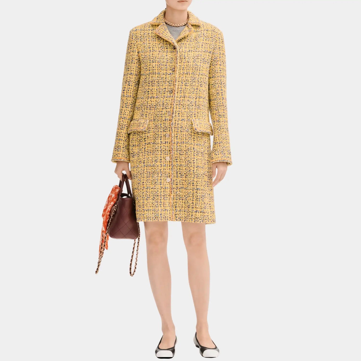 Chanel Yellow Coat in Tweed, Front