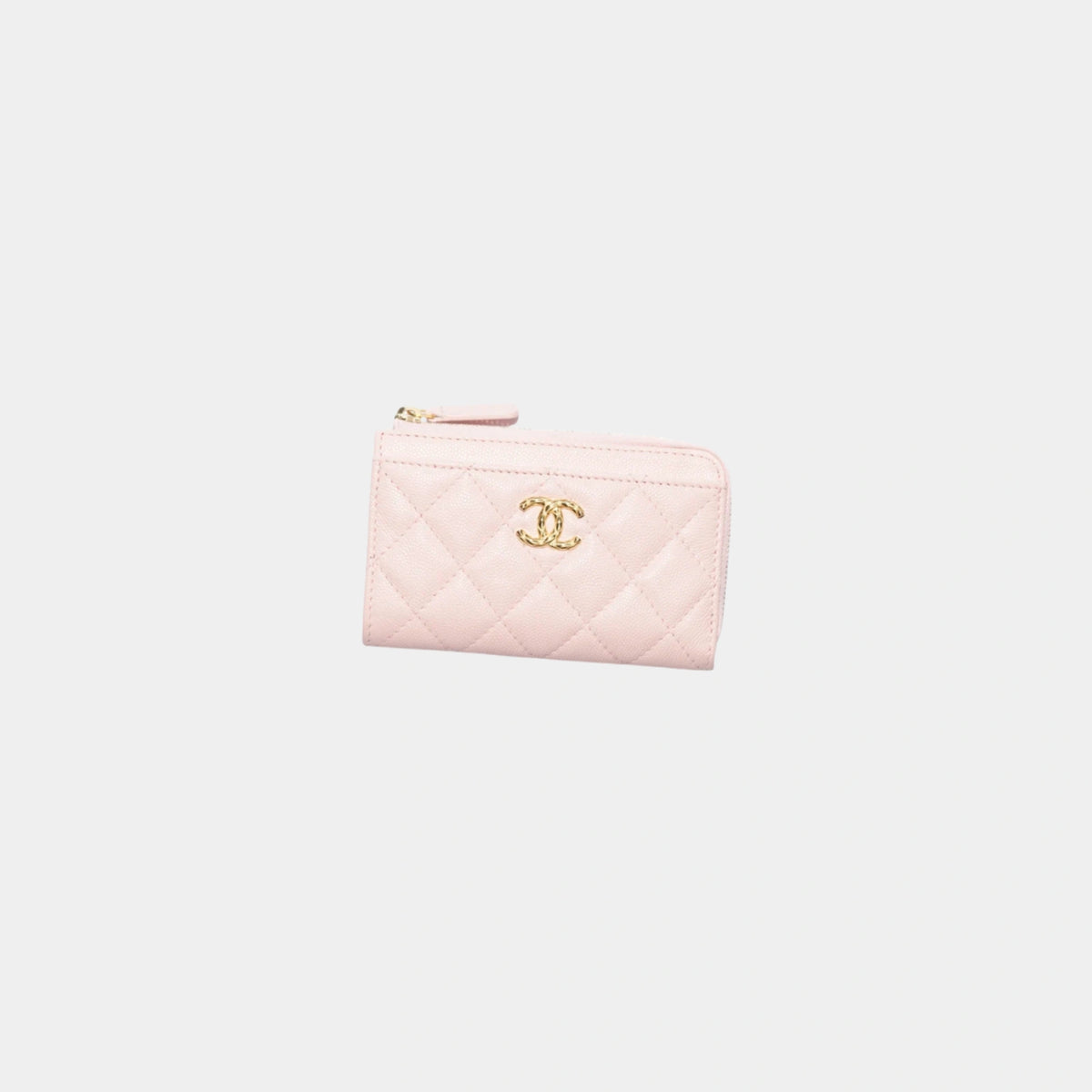 Zipped Card Holder in Grained Shiny Calfskin