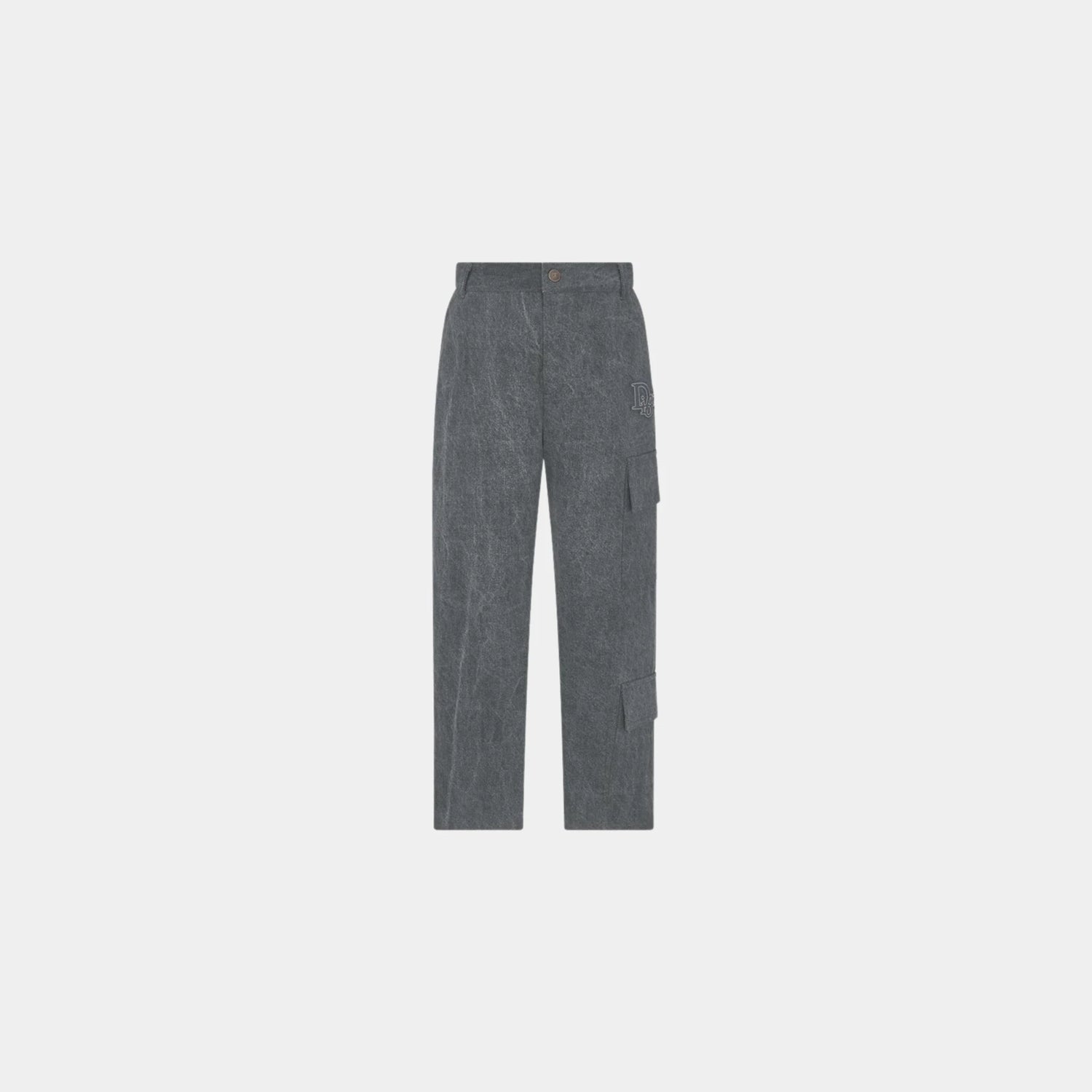 Childrens Cargo Pants Washed Gray Cotton Canvas, Front