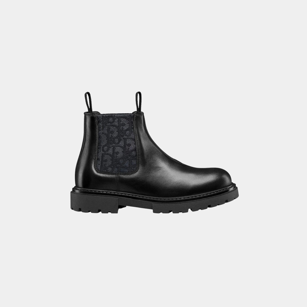 Childrens Chelsea Boots Black Calfskin and Jacquard Canvas