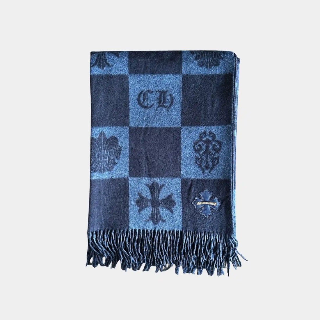 Chrome Hearts Blanket Navy Blue in Silk &amp; Calf Leather, Front
