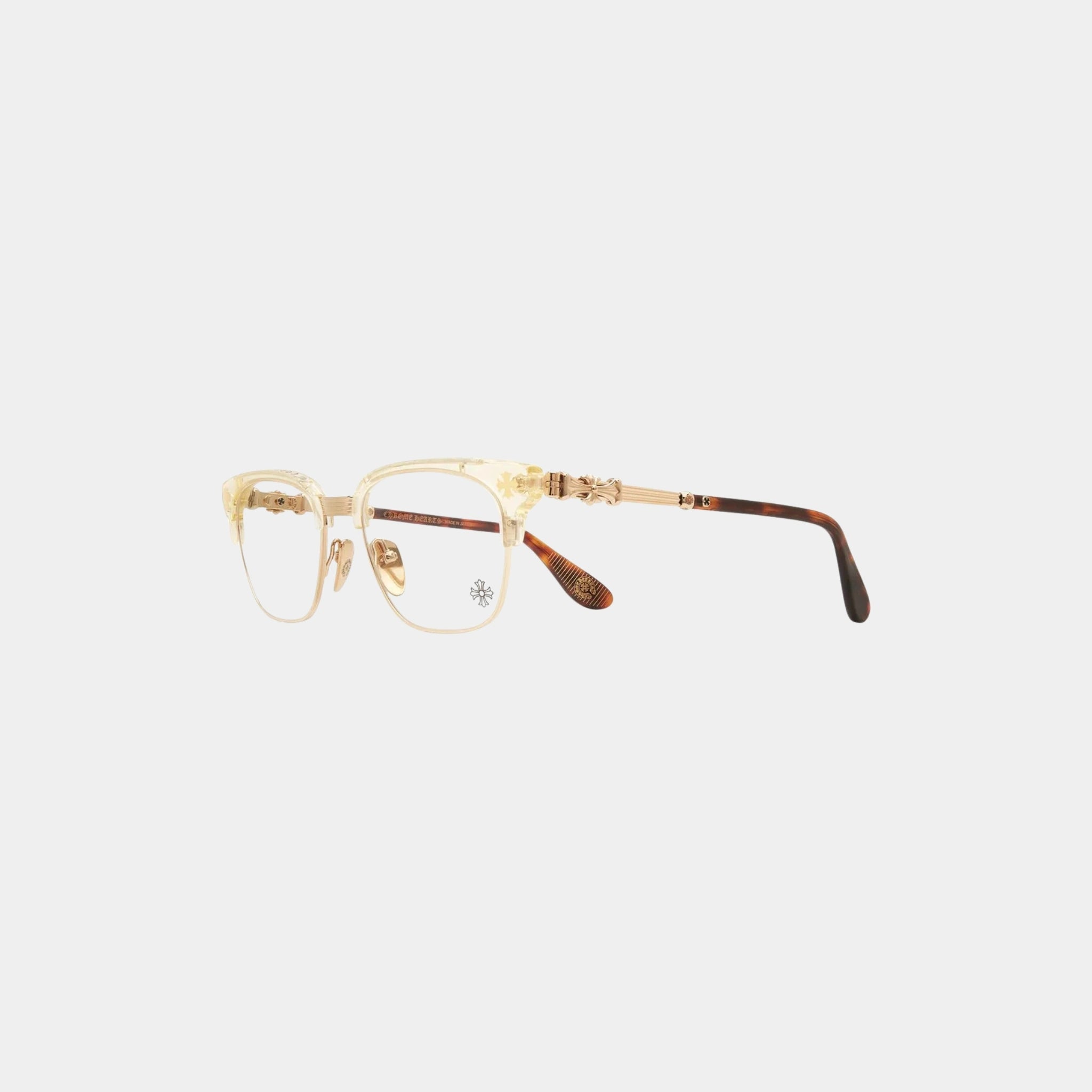 Chrome Hearts Bonennoisseur-II Glasses, Brown, Gold, Front Side