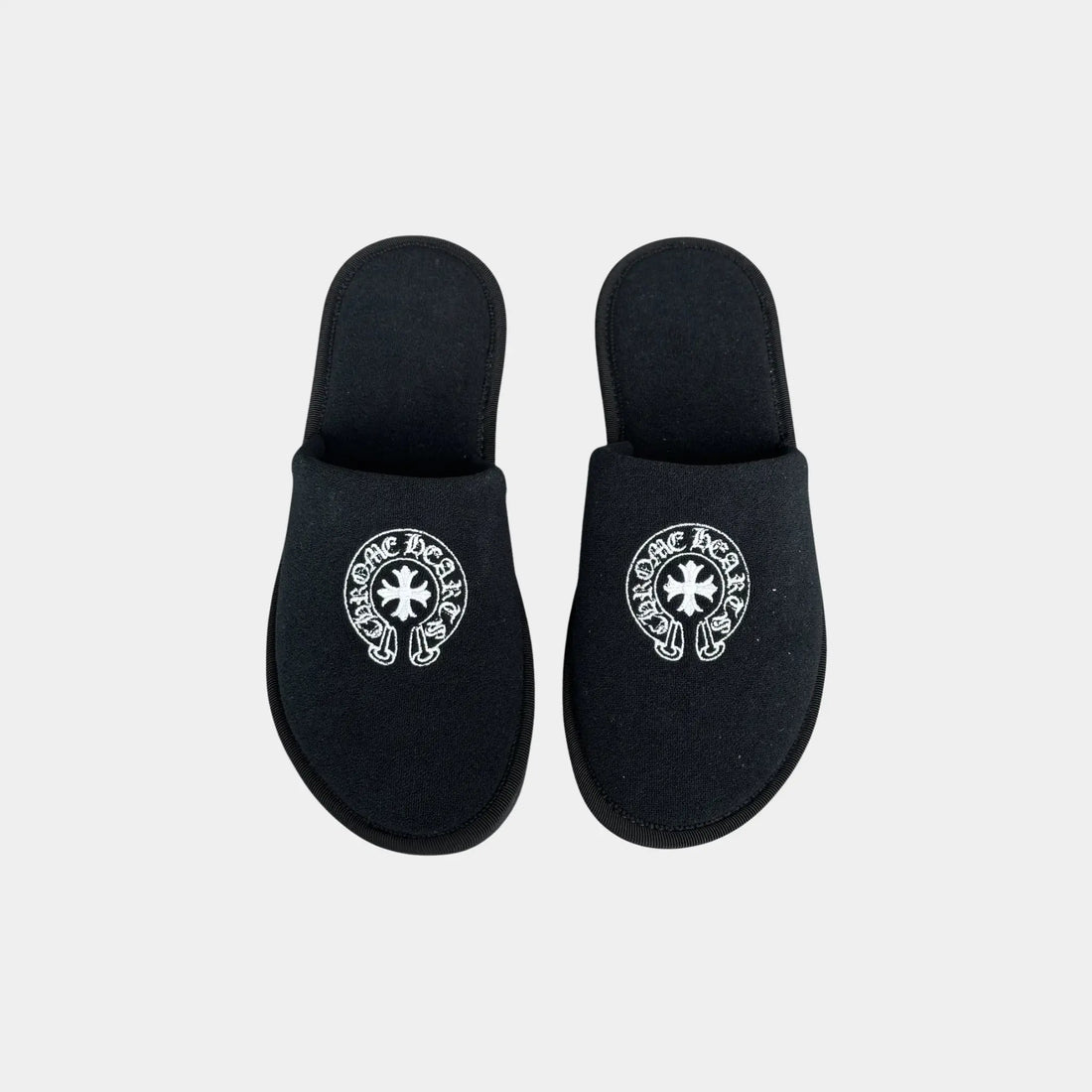 Chrome Hearts Cross Horse Shoe Logo Black Slippers, Top