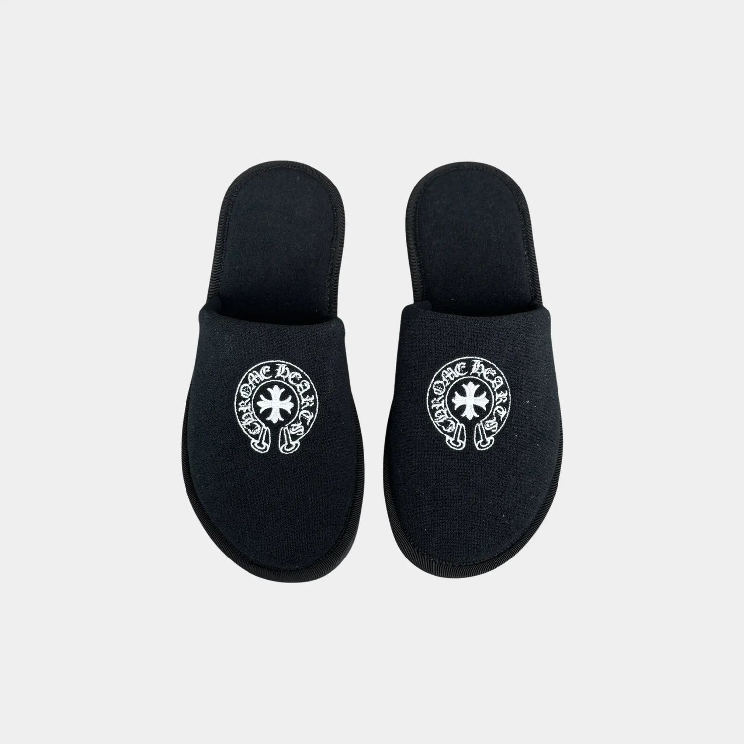 Chrome Hearts Cross Horse Shoe Logo Black Slippers, Top