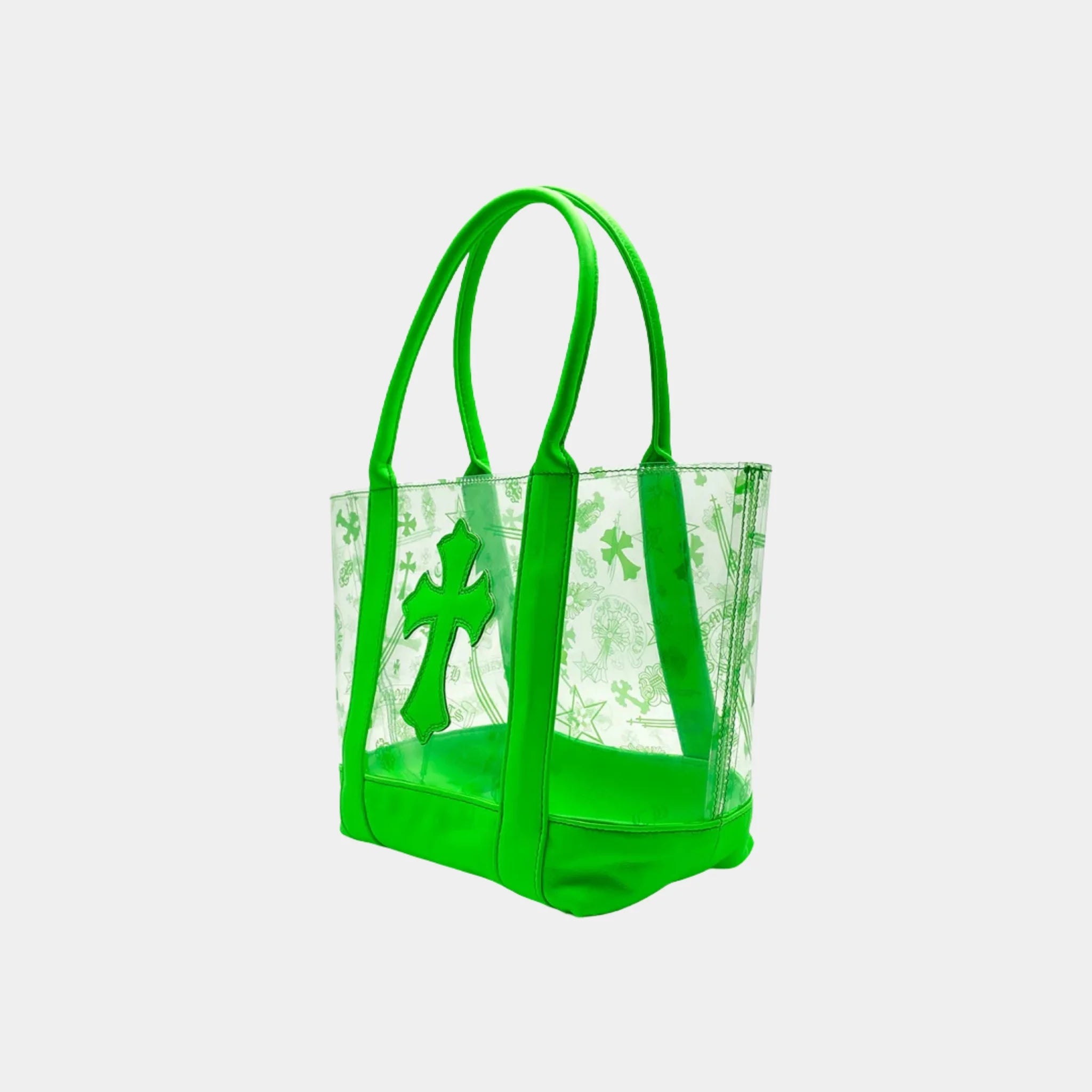 Chrome Hearts Green PVC and Calf Leather Tote Bag, Side