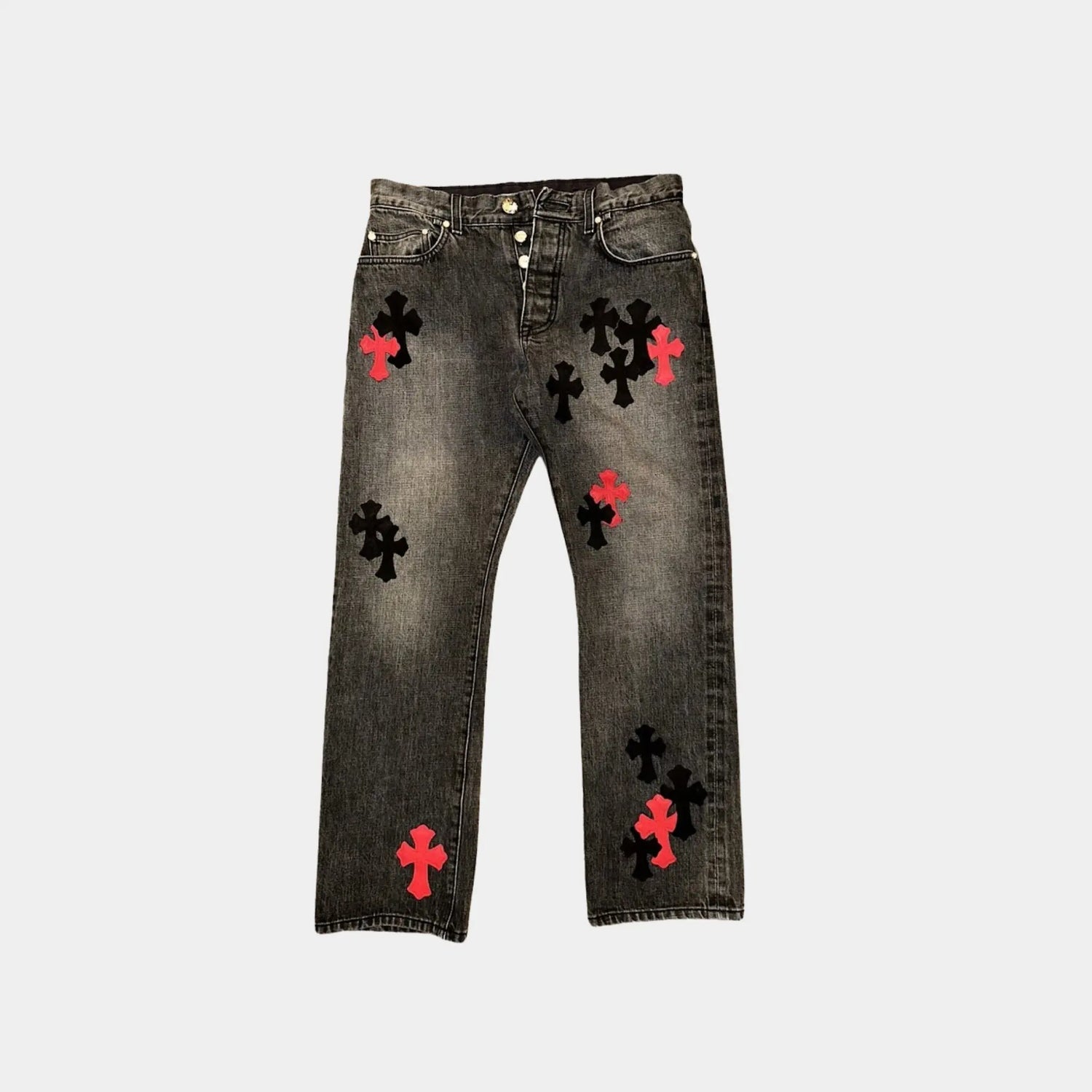 Chrome Hearts Made to Order Cross Carpenter Pants, Washed Black, Front