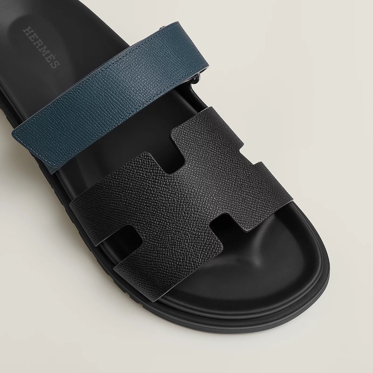 Chypre Sandal - Black Bleu Leather