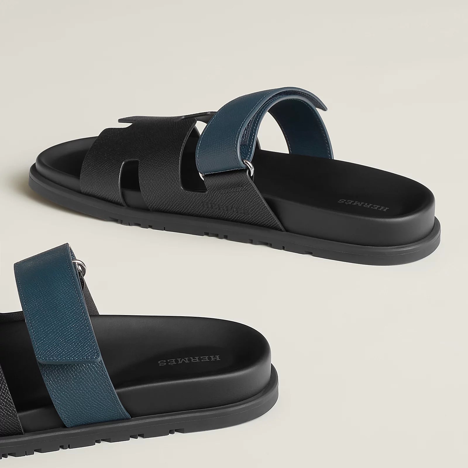 Chypre Sandal - Black Bleu Leather