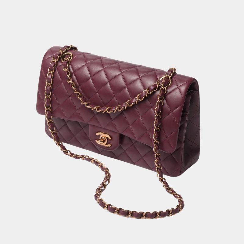 Classic 11.12 Handbag, Cruise 2024/25, Burgundy, in Lambskin &amp; Brown Metal, Side View