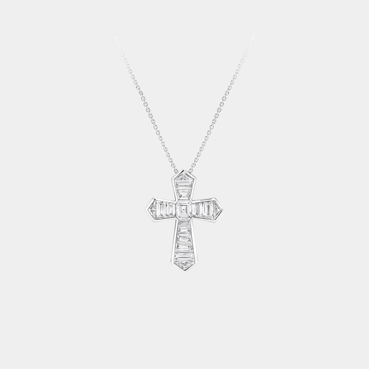 Classic Graff Baguette Cut Diamond Cross Pendant