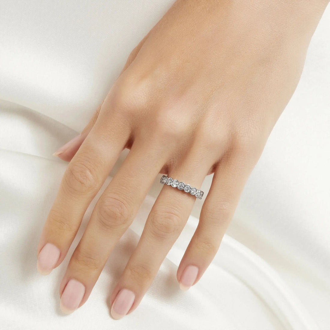 Classic Graff Bezel Set Round Diamond Wedding Band, Model