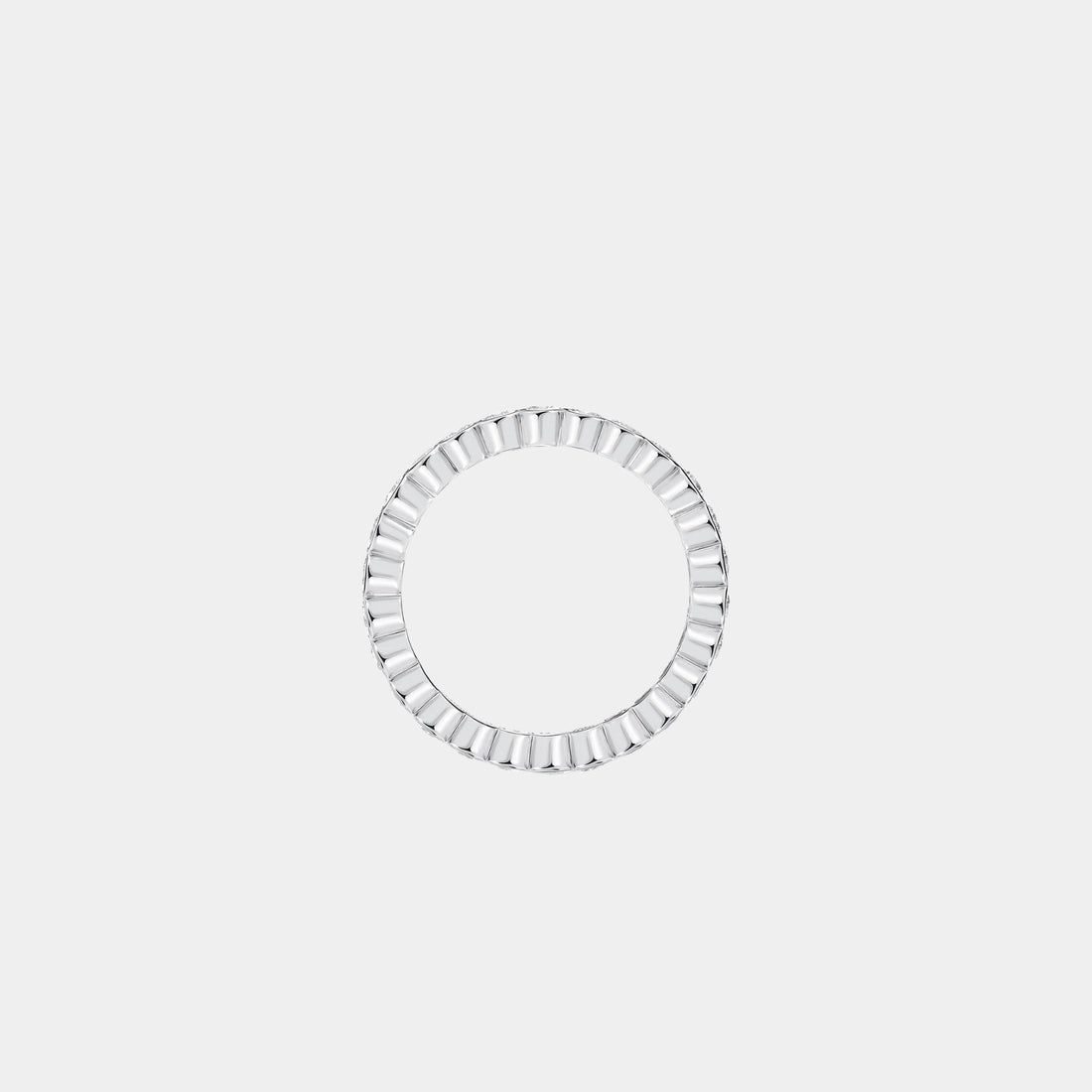 Classic Graff Bezel Set Round Diamond Wedding Band White Gold, Front