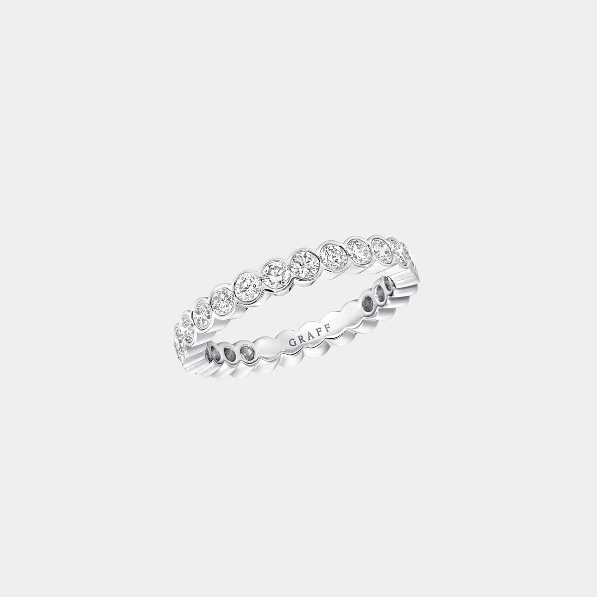 Classic Graff Bezel Set Round Diamond Wedding Band White Gold