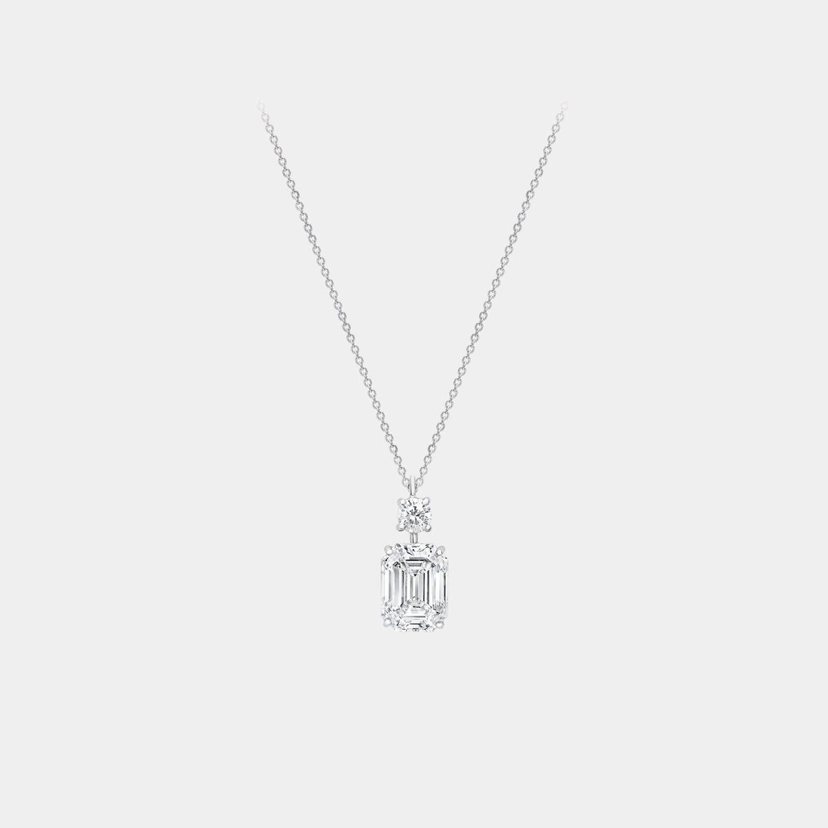Classic Graff Emerald Cut Diamond Pendant
