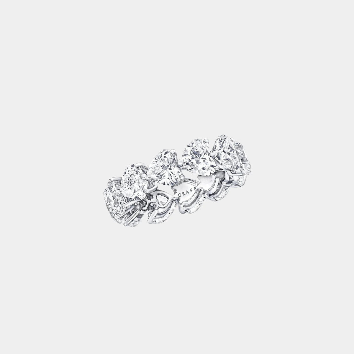 Classic Graff Heart Shape Diamond Wedding Band Platinum