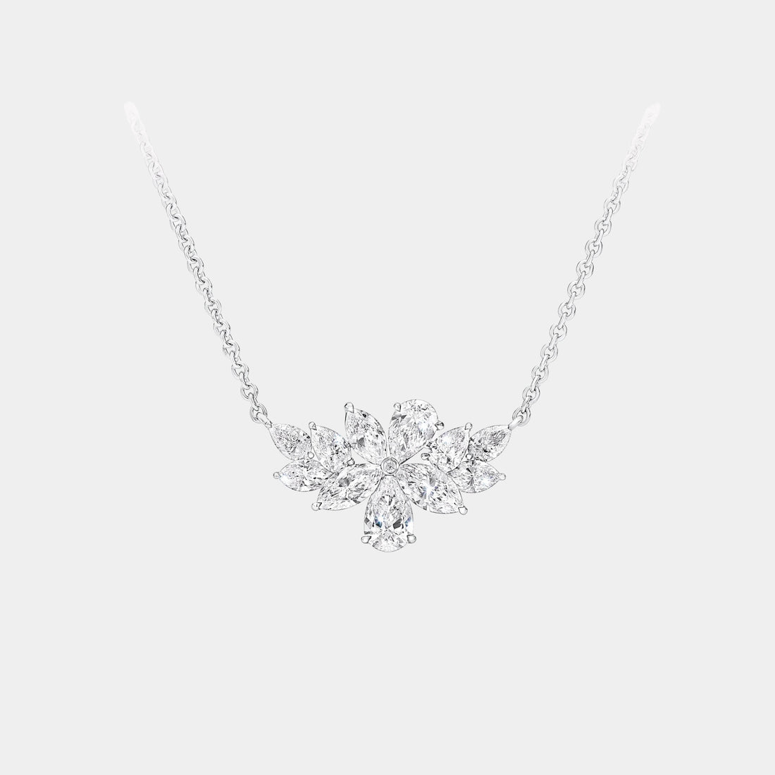 Classic Graff Pear Shape and Marquise Cut Diamond Pendant, Front