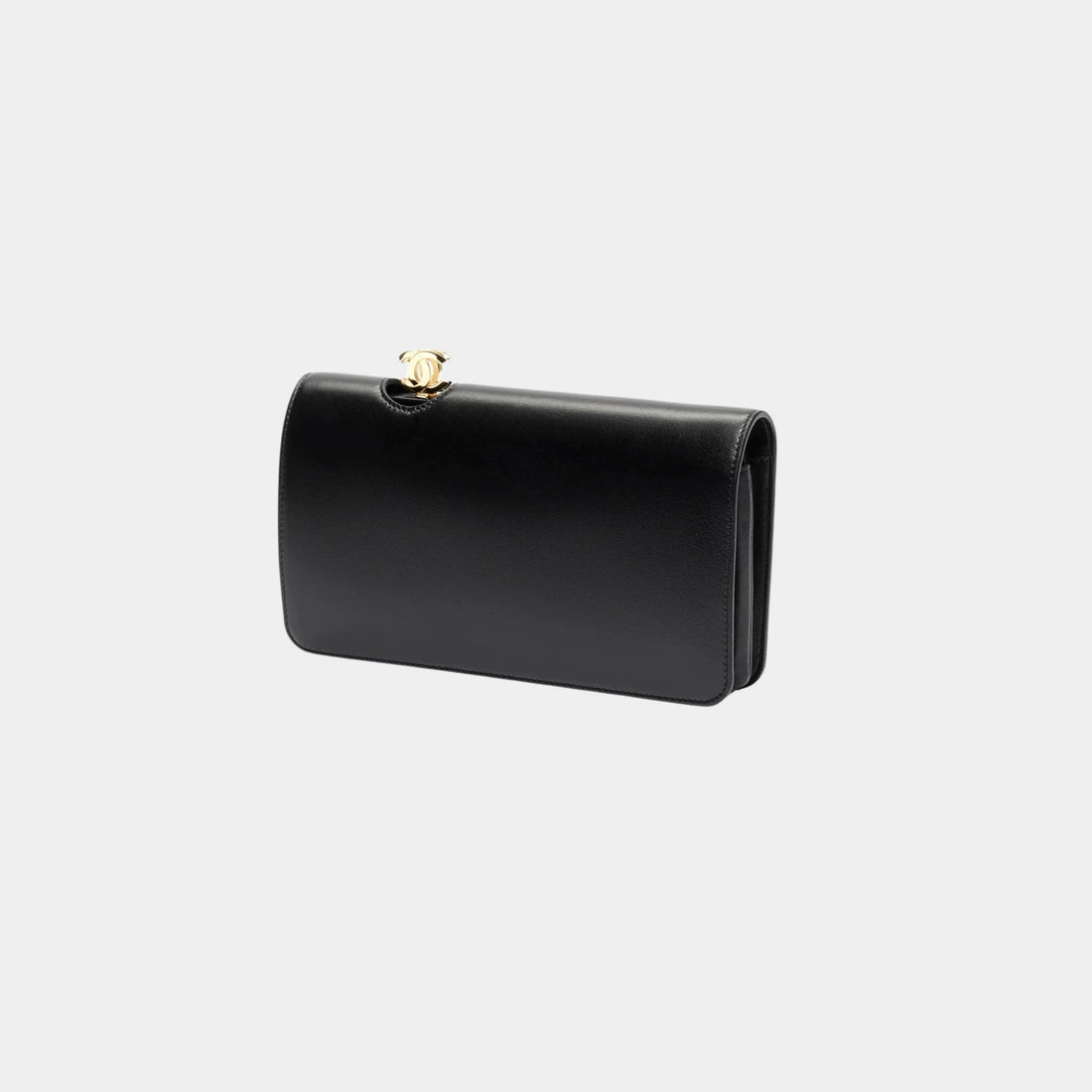 Clutch Bag Shiny Lamb & Gold-Plated Metal Black