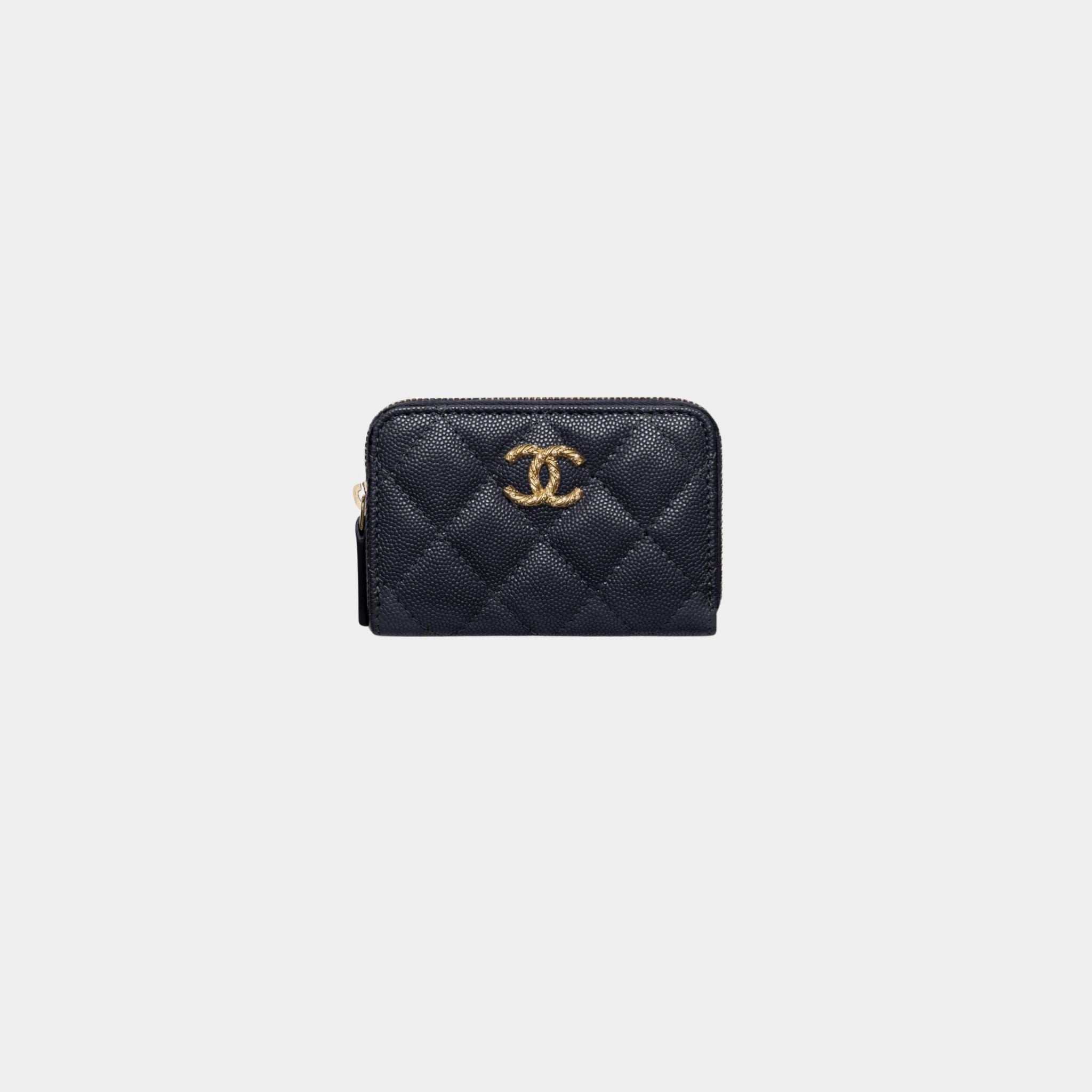 Chanel Coin Purse Shiny Grained Calfskin &amp; Gold Tone Metal