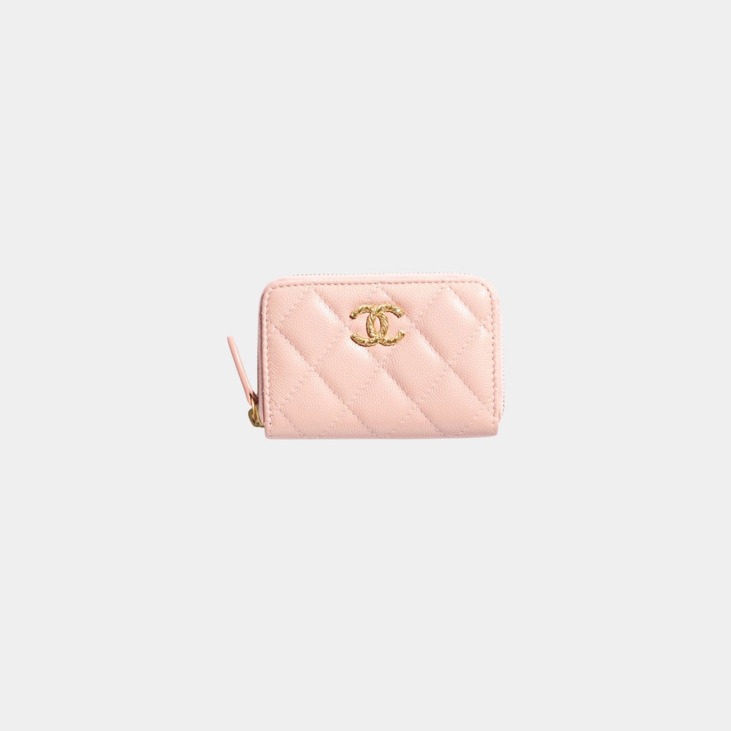 Chanel Coin Purse Shiny Grained Calfskin &amp; Gold Tone Metal, Light Pink 
